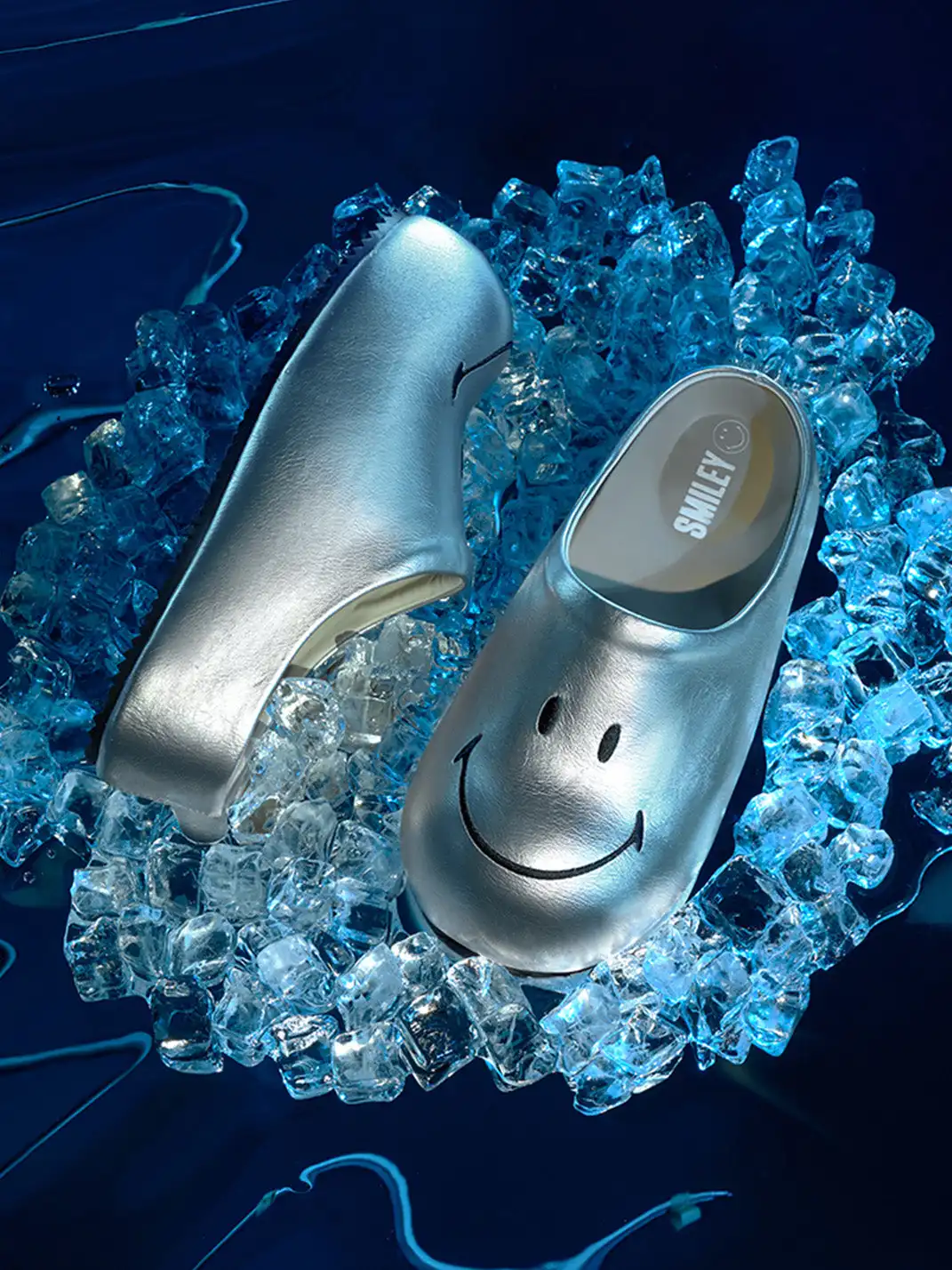 SMILEY | Chunky Slip-On Mule Sandals-Silver