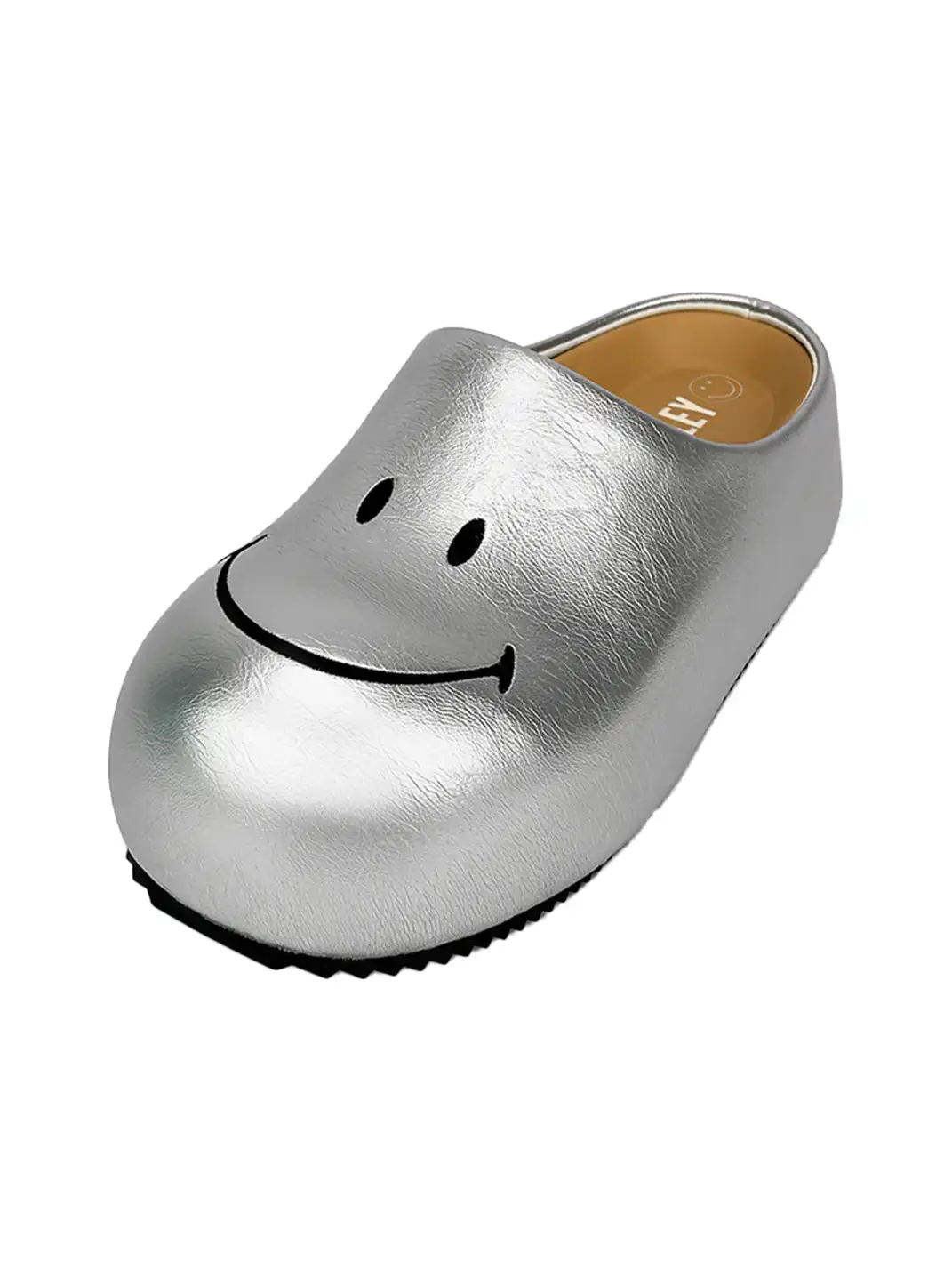 SMILEY | Chunky Slip-On Mule Sandals-Silver