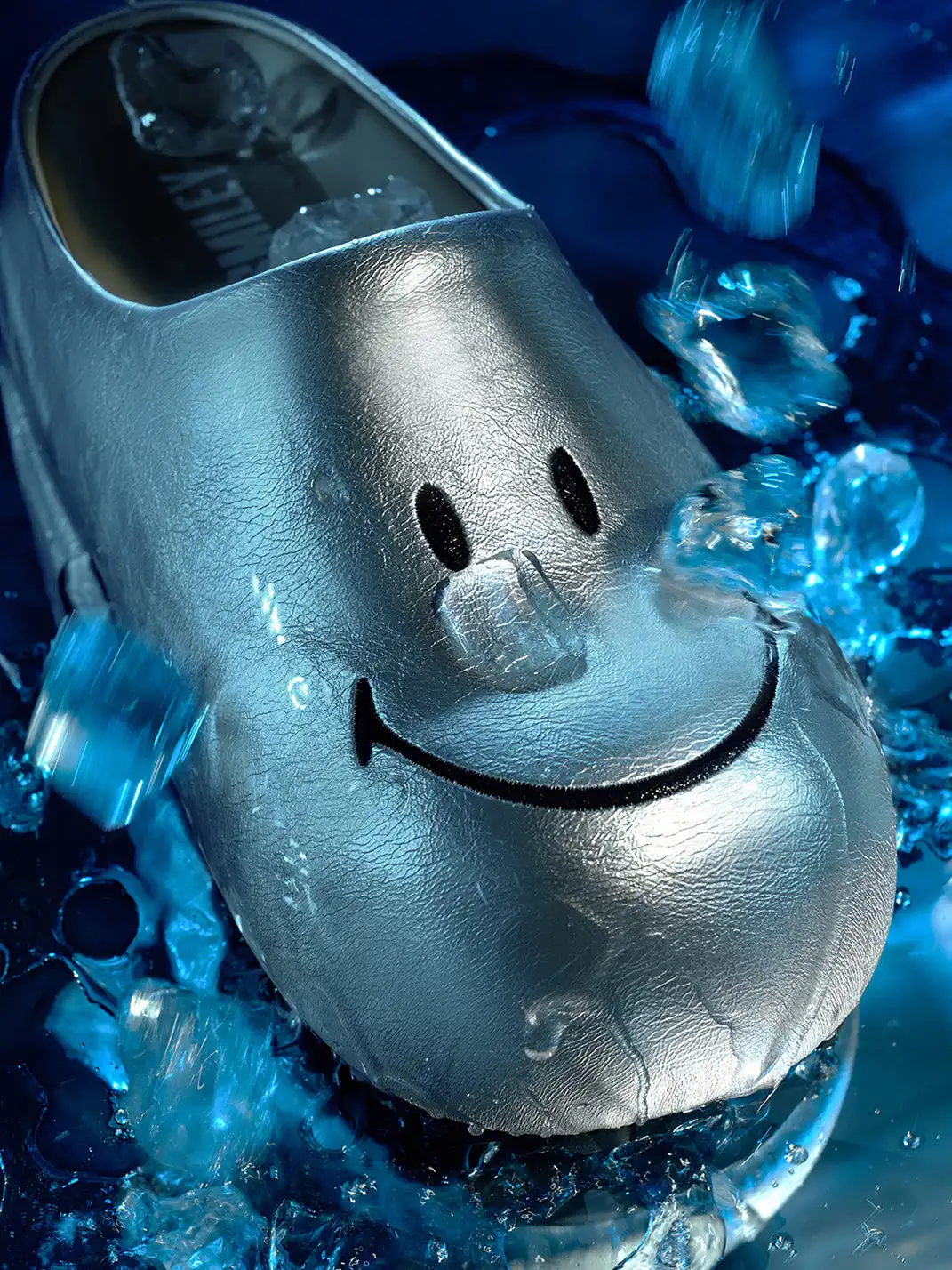 SMILEY | Chunky Slip-On Mule Sandals-Silver