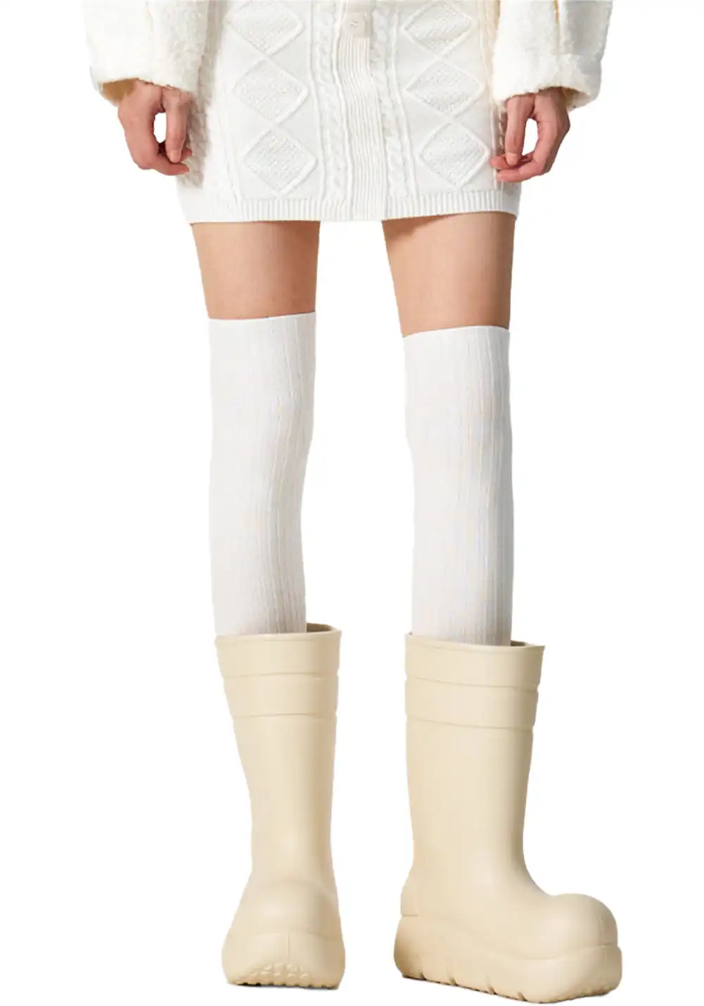 BEYS | Tall Clown Boots - Waterproof Platform-Beige