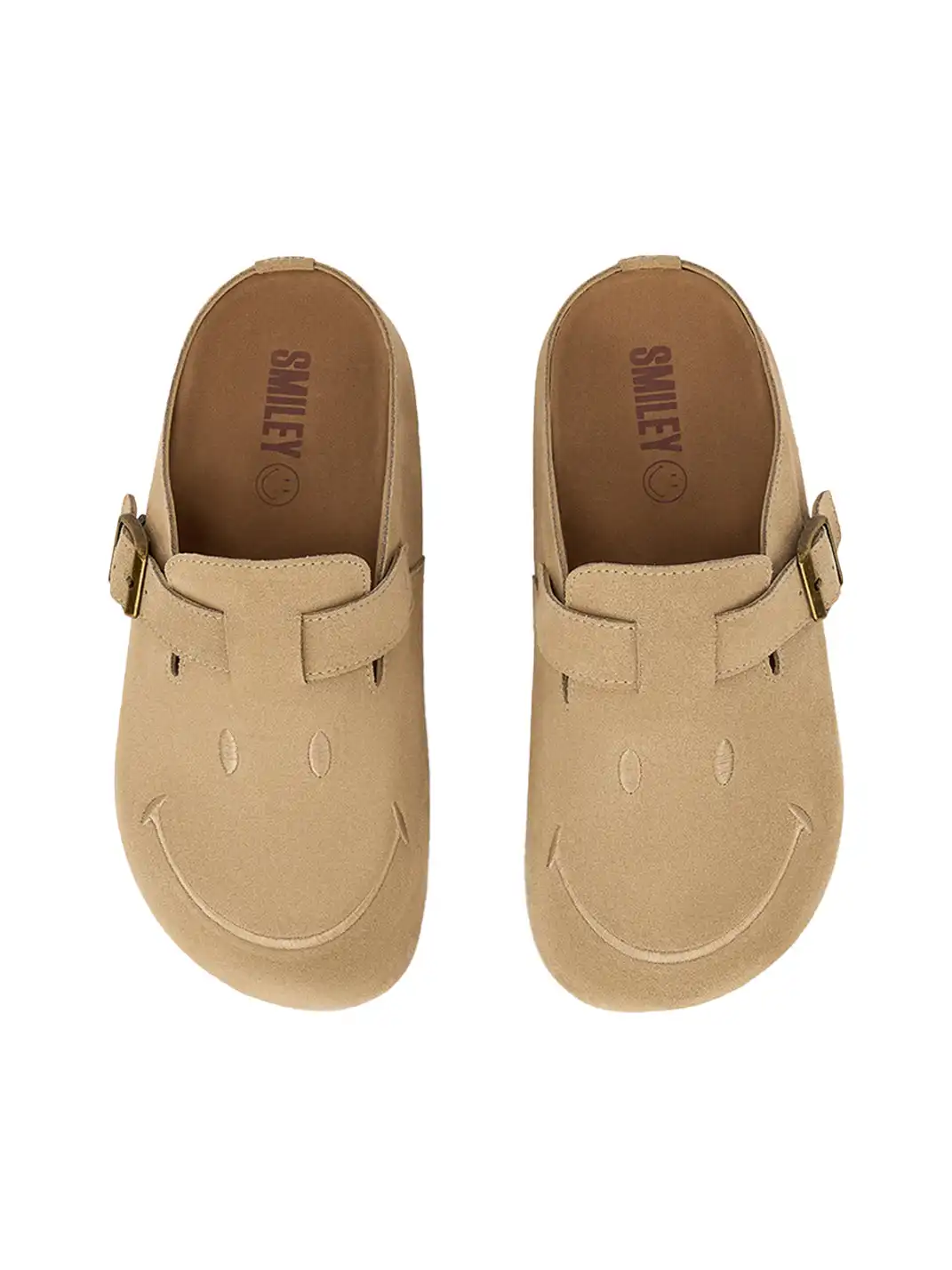SMILEY | Smiley Platform Slip-On Buckle Slides-Beige