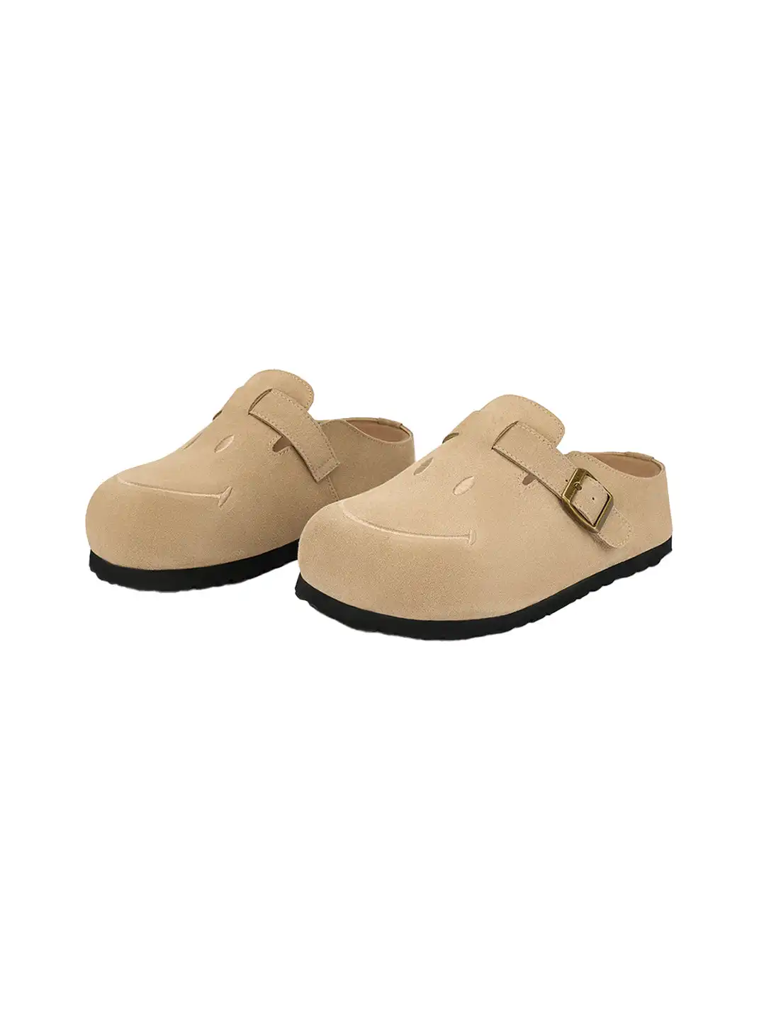 SMILEY | Smiley Platform Slip-On Buckle Slides-Beige