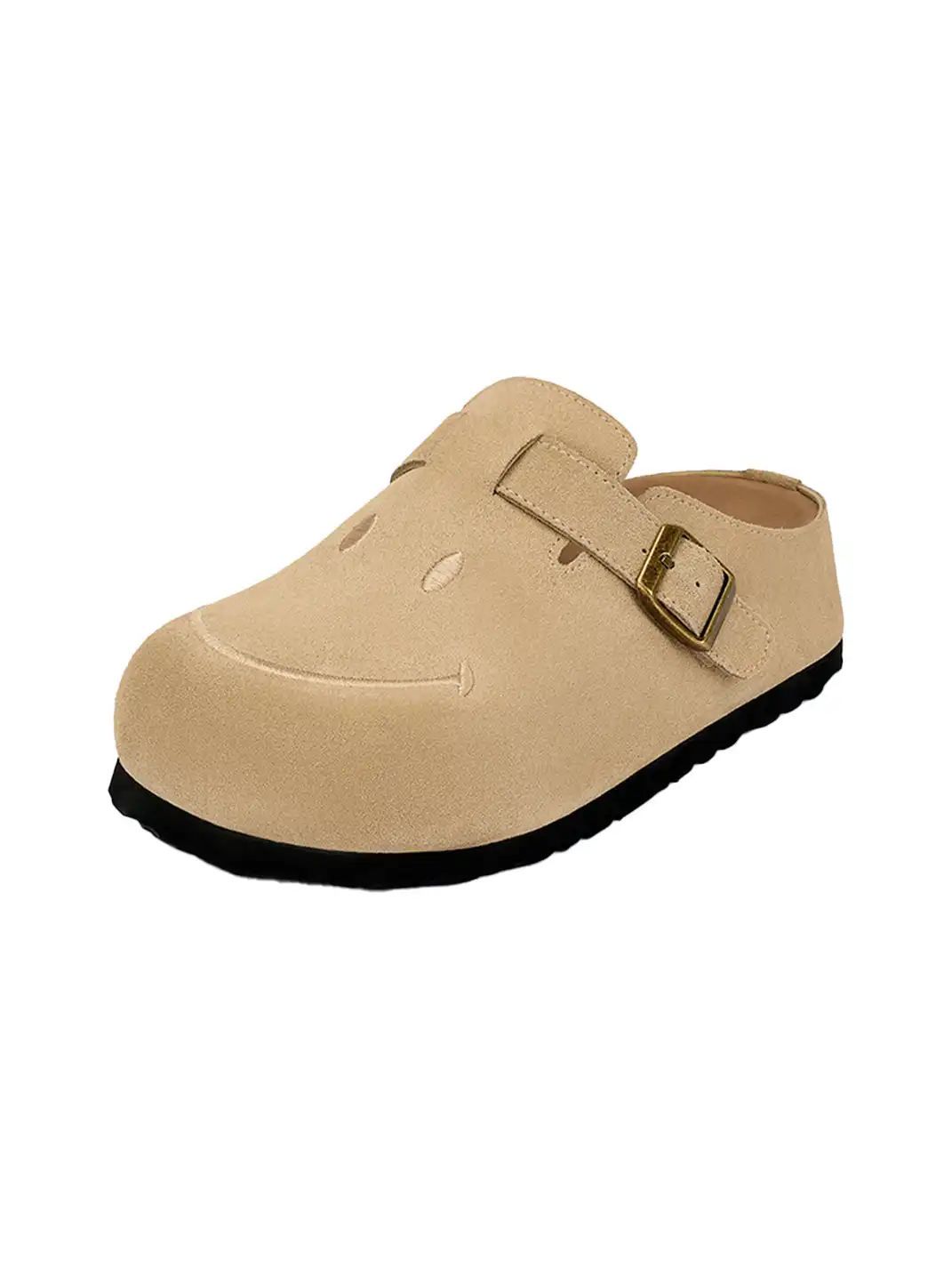 SMILEY | Smiley Platform Slip-On Buckle Slides-Beige