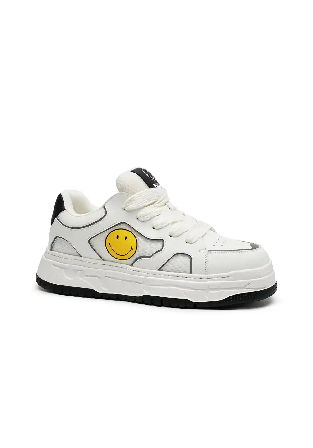 SMILEY丨Fabric-Leather-Mesh Breathable Sports Casual Shoes (White)