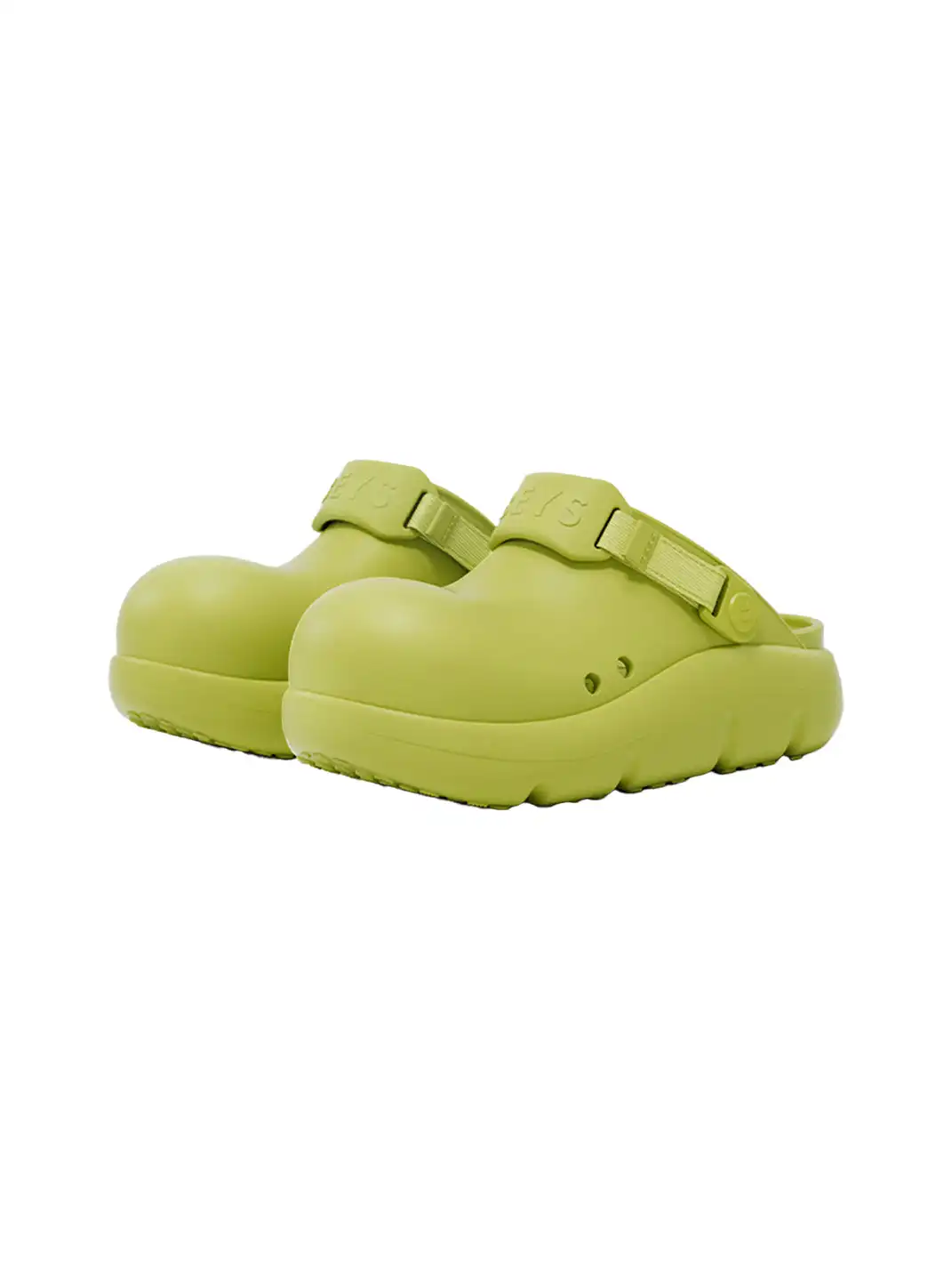 BEYS | Chunky Sole Summer Clog Sandals with Cut-Out Design-Green