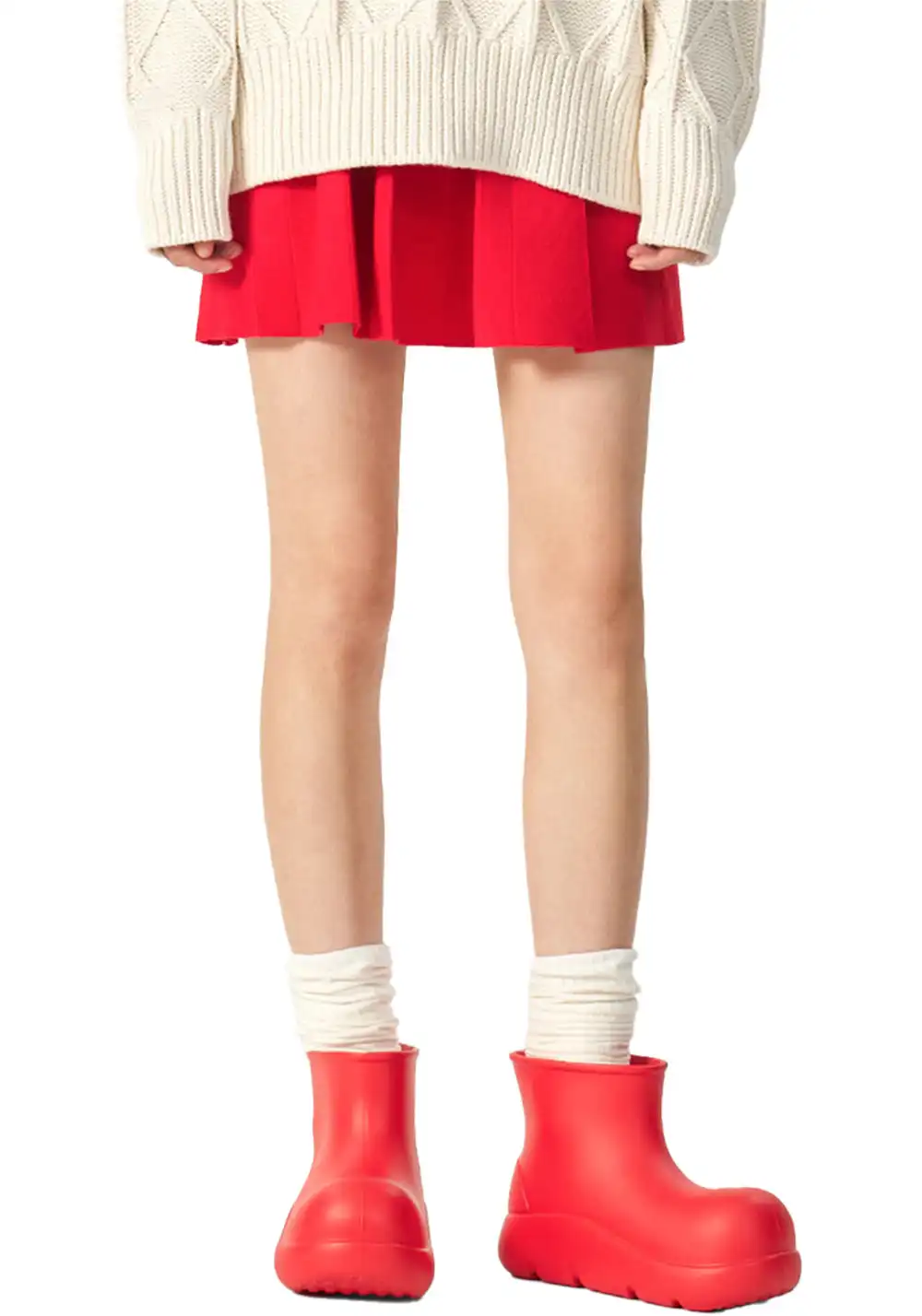 BEYS | Short Clown Boots - Chunky Rain Boots-Red