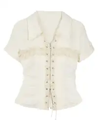 CestNous|Ruffled Studded Gothic Crop Shirt-White