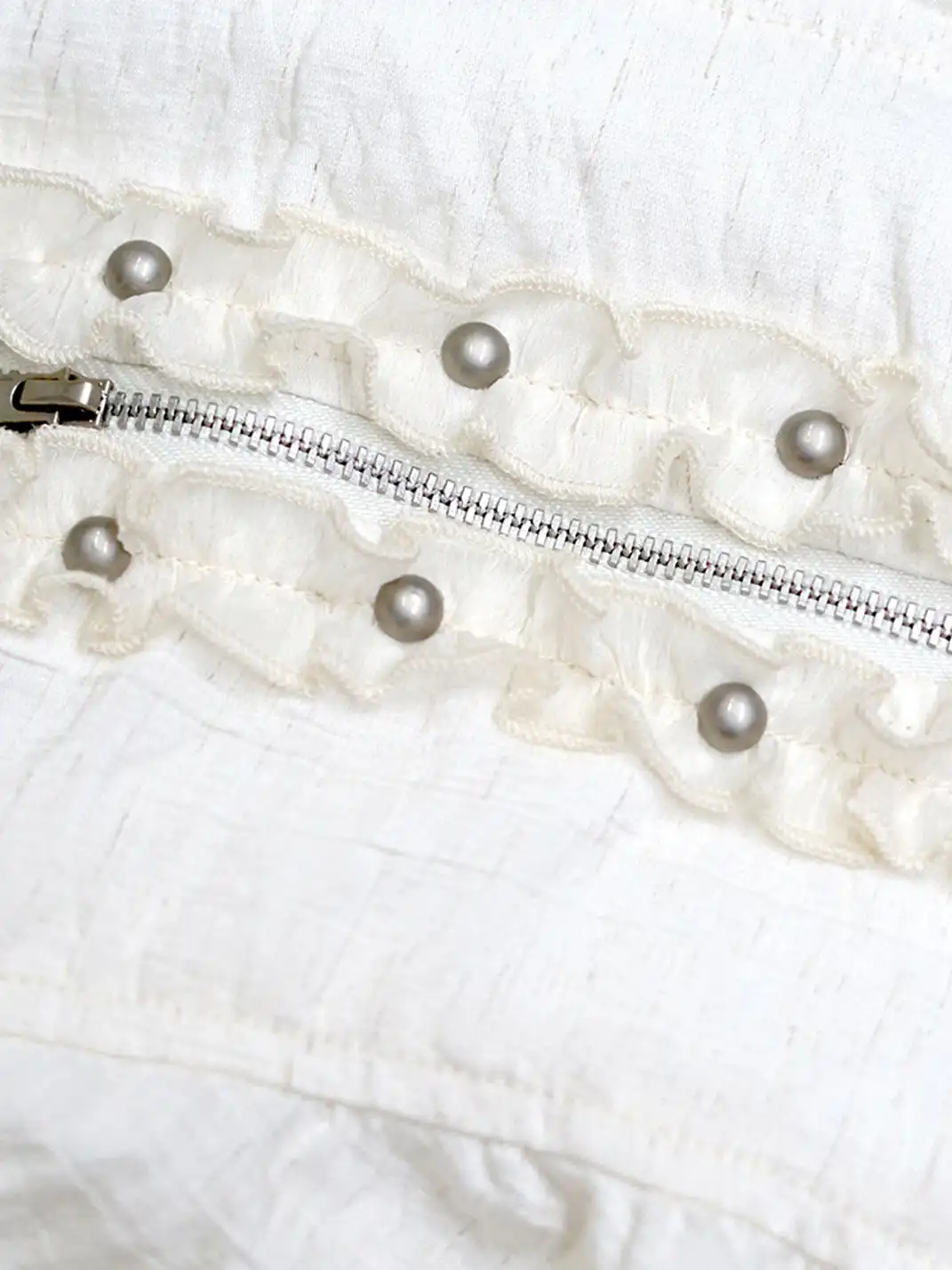 CestNous|Ruffled Studded Gothic Crop Shirt-White