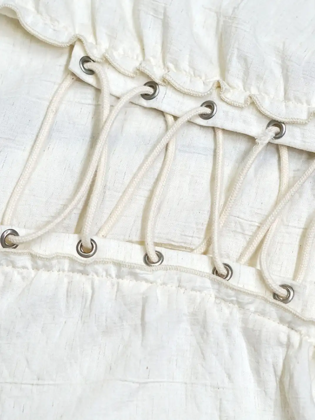 CestNous|Ruffled Studded Gothic Crop Shirt-White