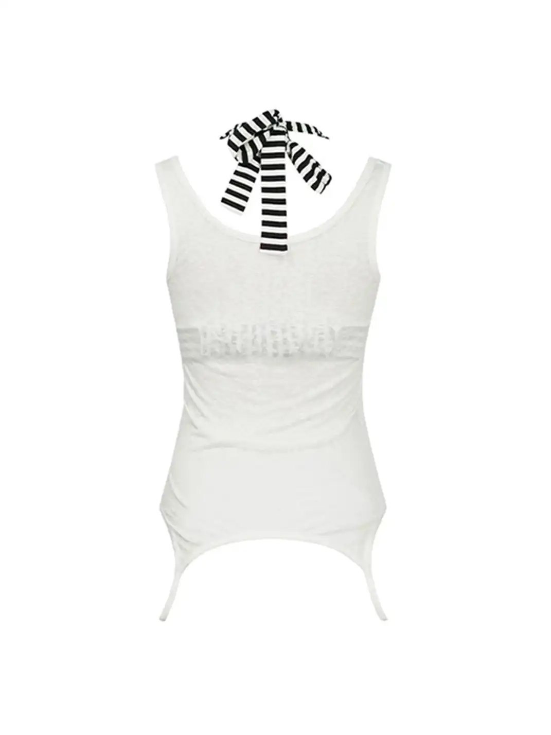 CestNous|Layered Halter Neck Printed Tank Top-White