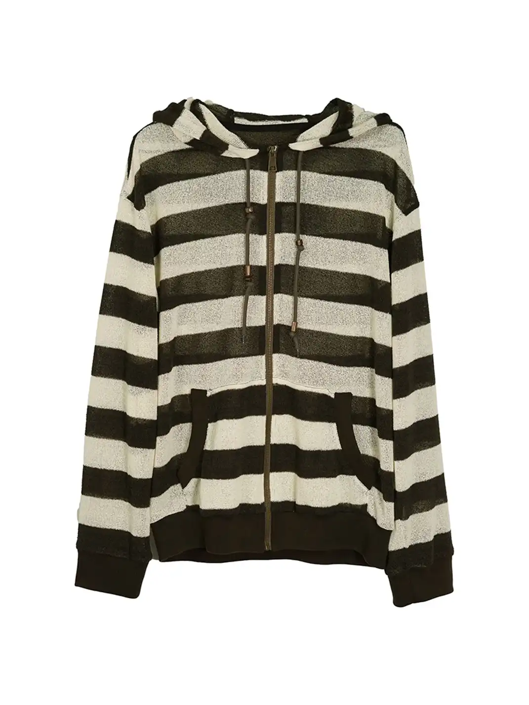 CestNous|Striped Knit Mesh Hoodie