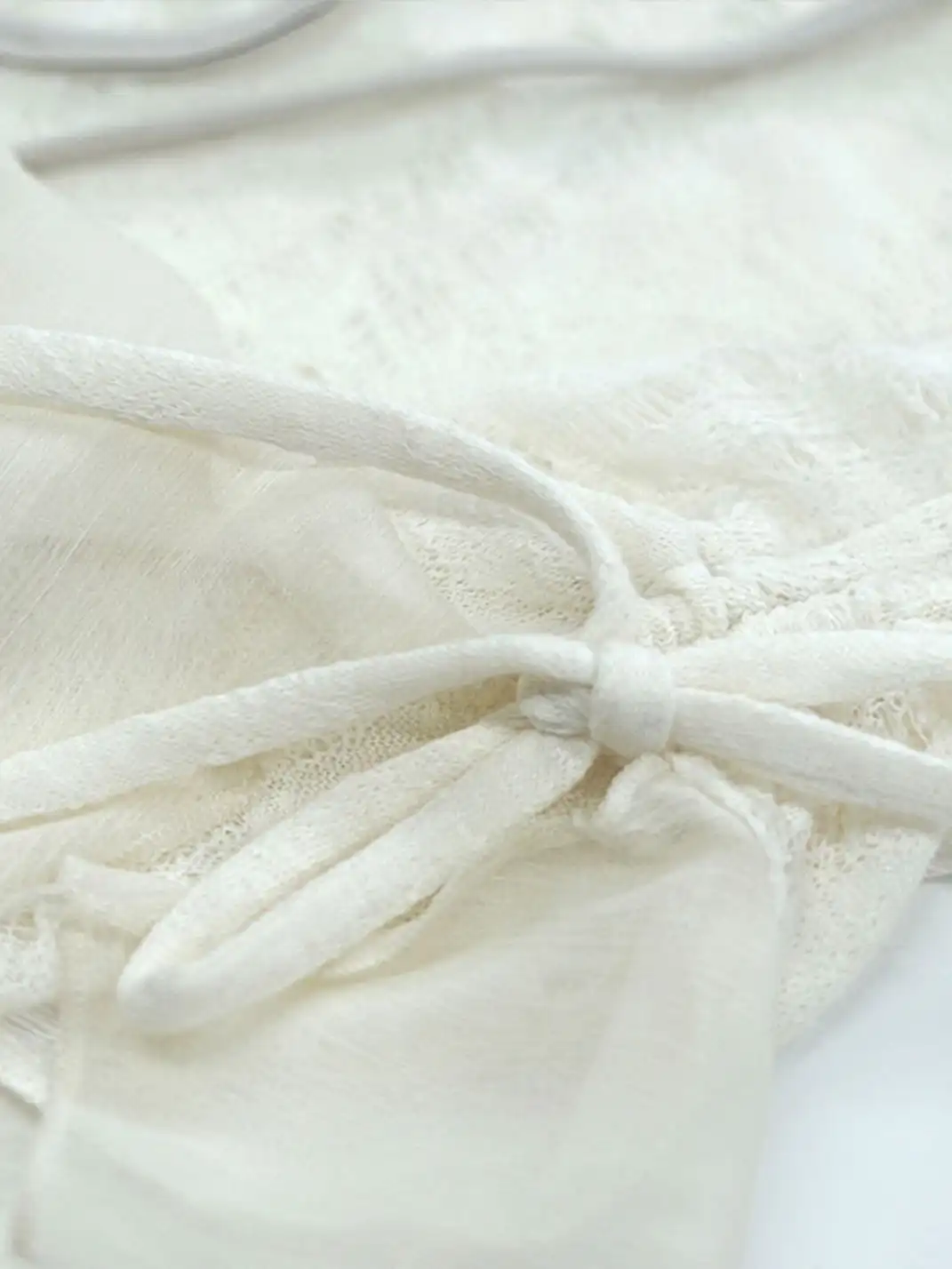 CestNous|Beaded Chiffon Cutout Cowl Neck Top-White