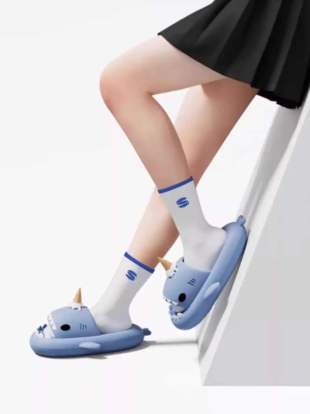 Chikoku | Ice Cream Shark Platform Comfortable Slippers