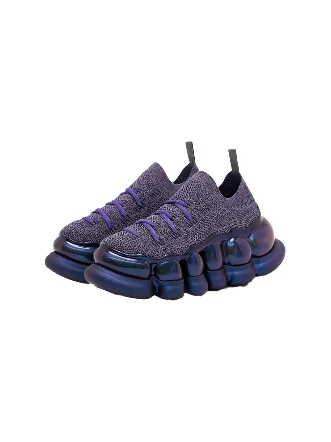 Breathable Mesh Slip-On Platform Sneakers-Purple
