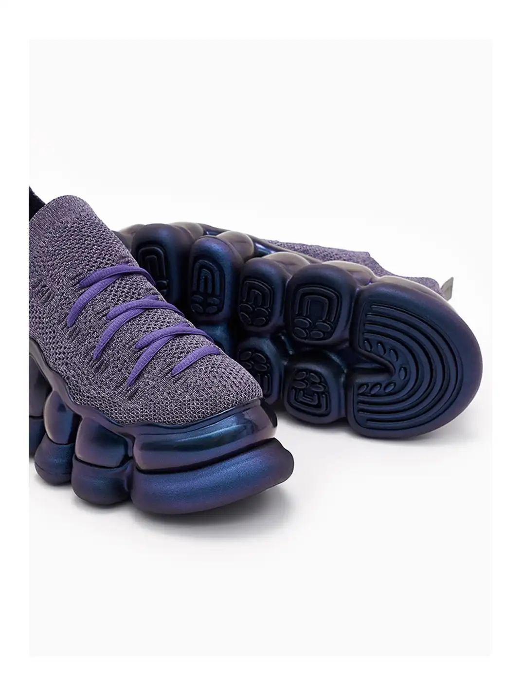 Breathable Mesh Slip-On Platform Sneakers-Purple