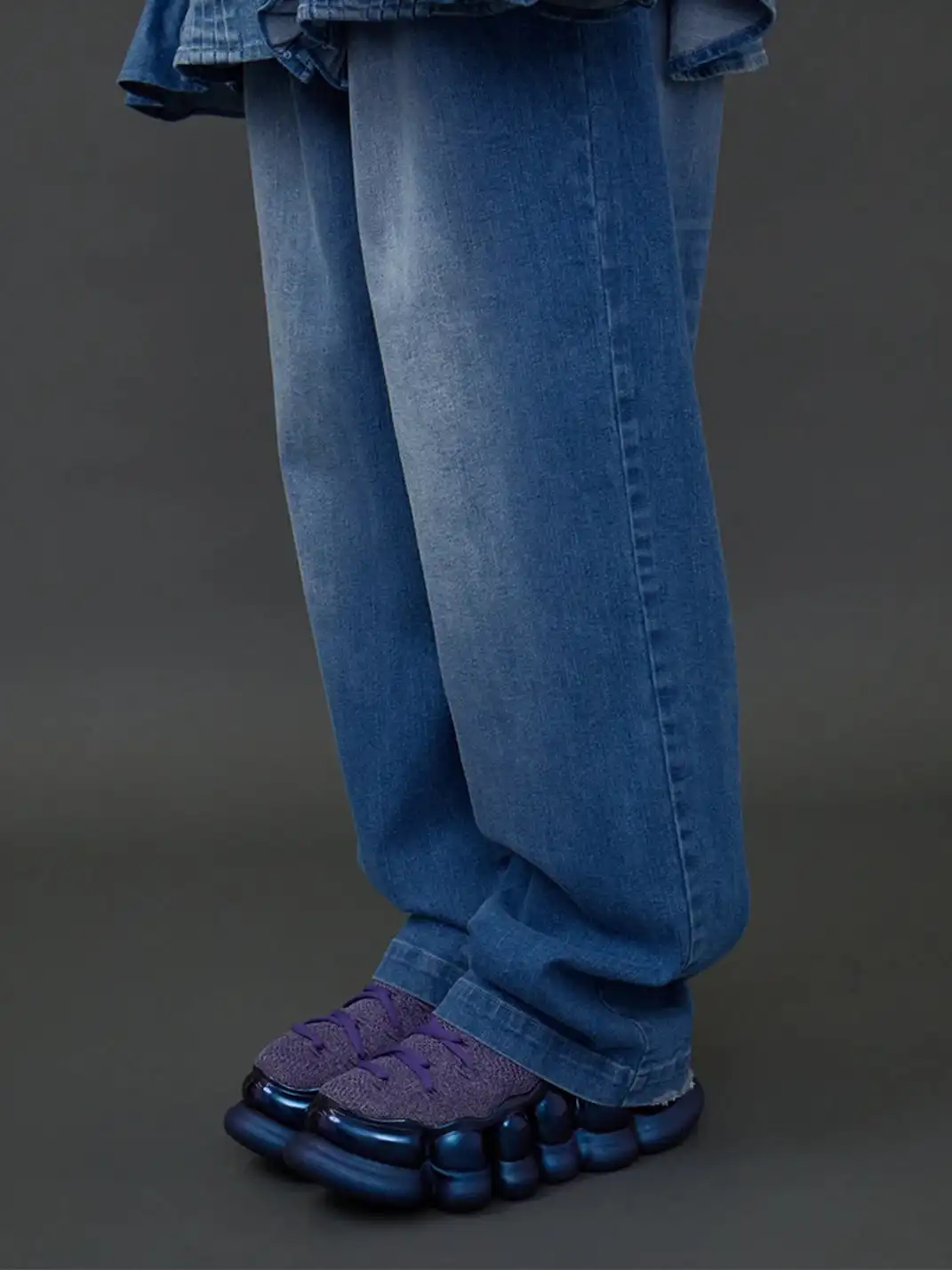 Breathable Mesh Slip-On Platform Sneakers-Purple