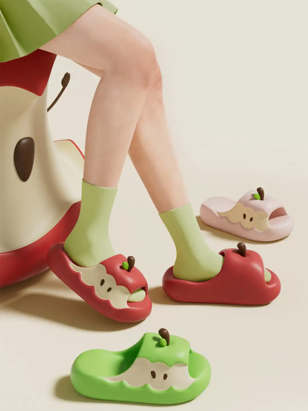 Chedoir | Cute EVA Apple Anti-Slip Slide Slippers
