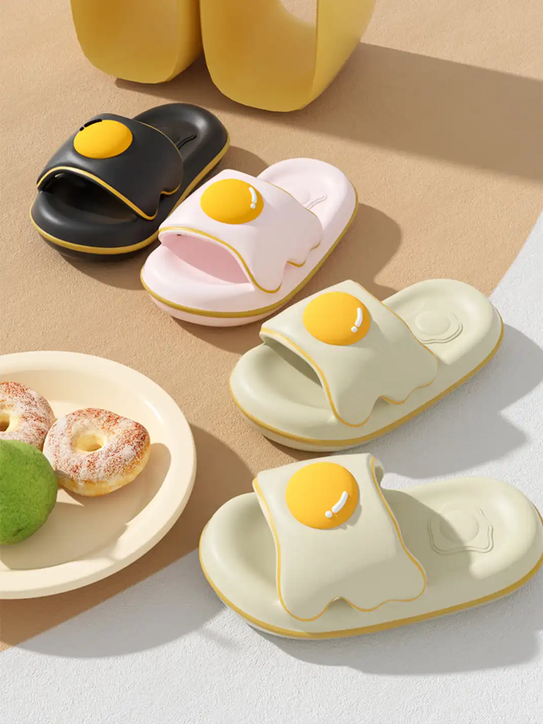 Chedoir | Thick Sole Egg Yolk Casual Slide Slippers