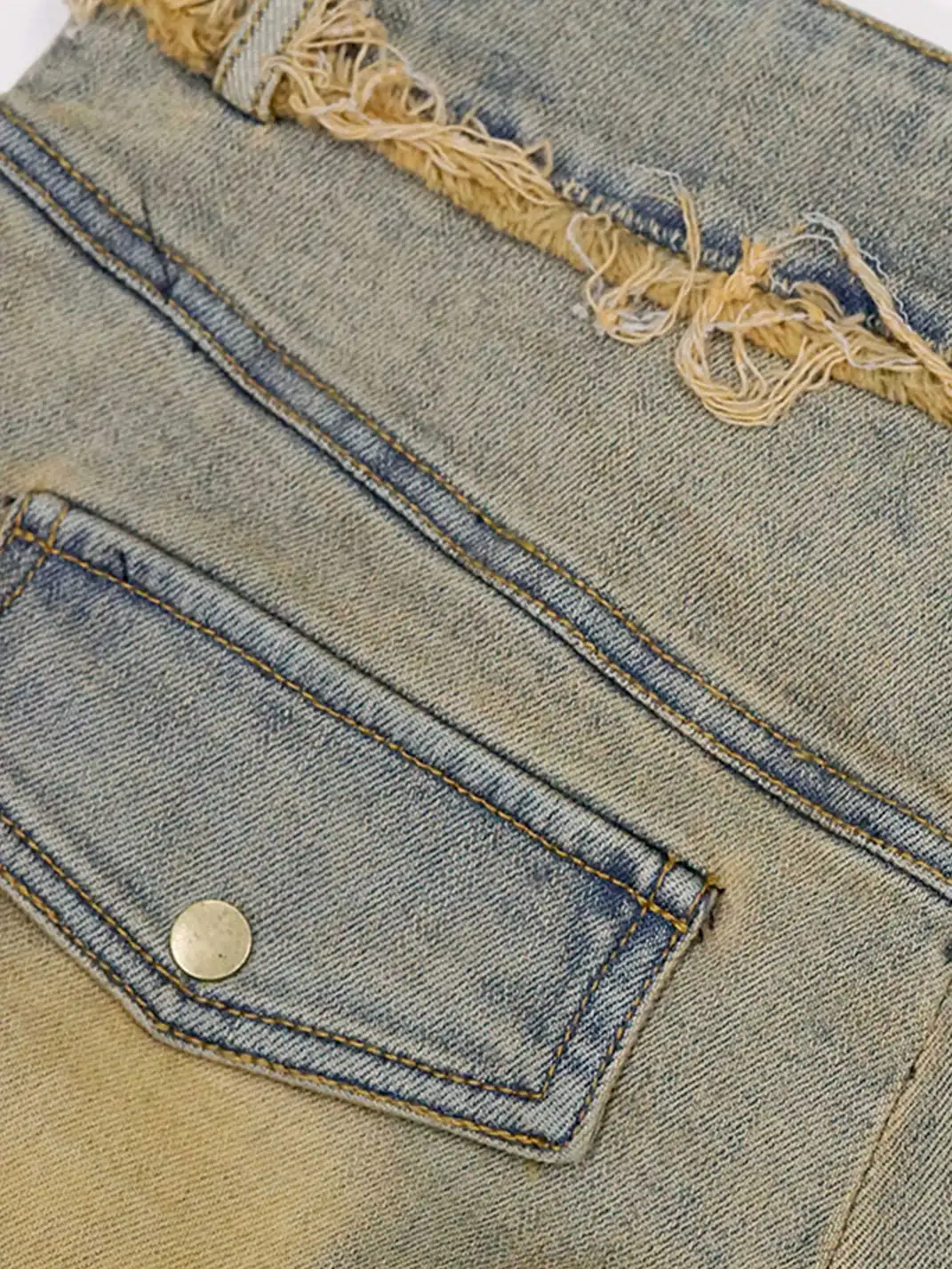 CestNous|Women's Washed Lace-Up Denim Shorts