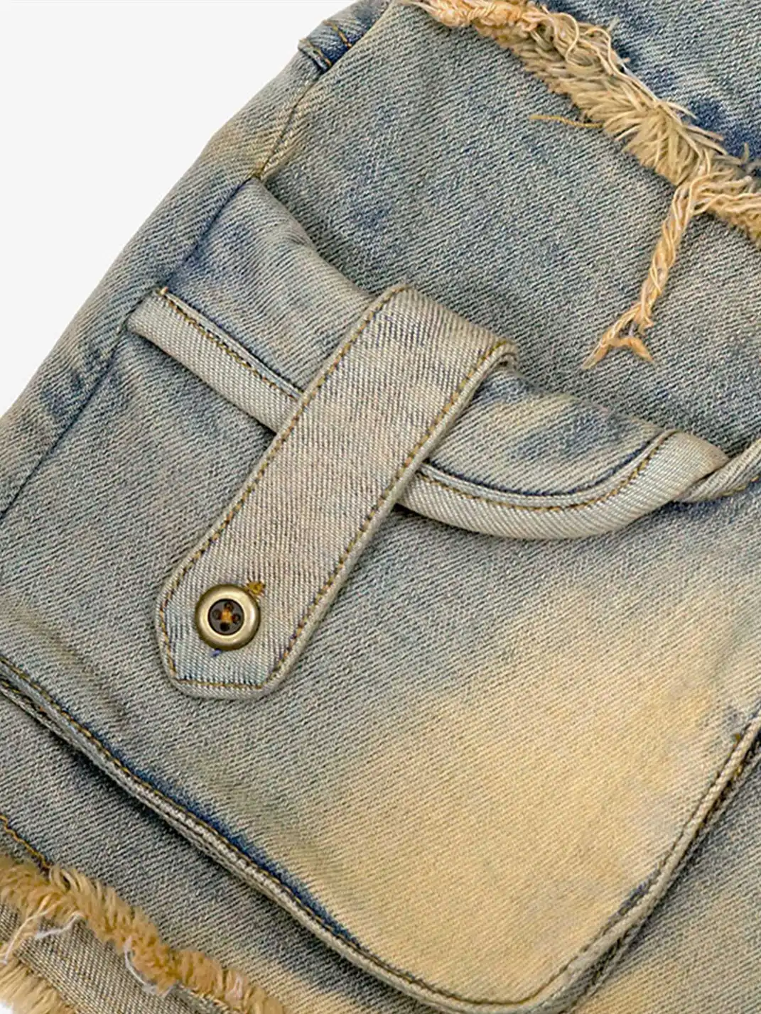 CestNous|Women's Washed Lace-Up Denim Shorts