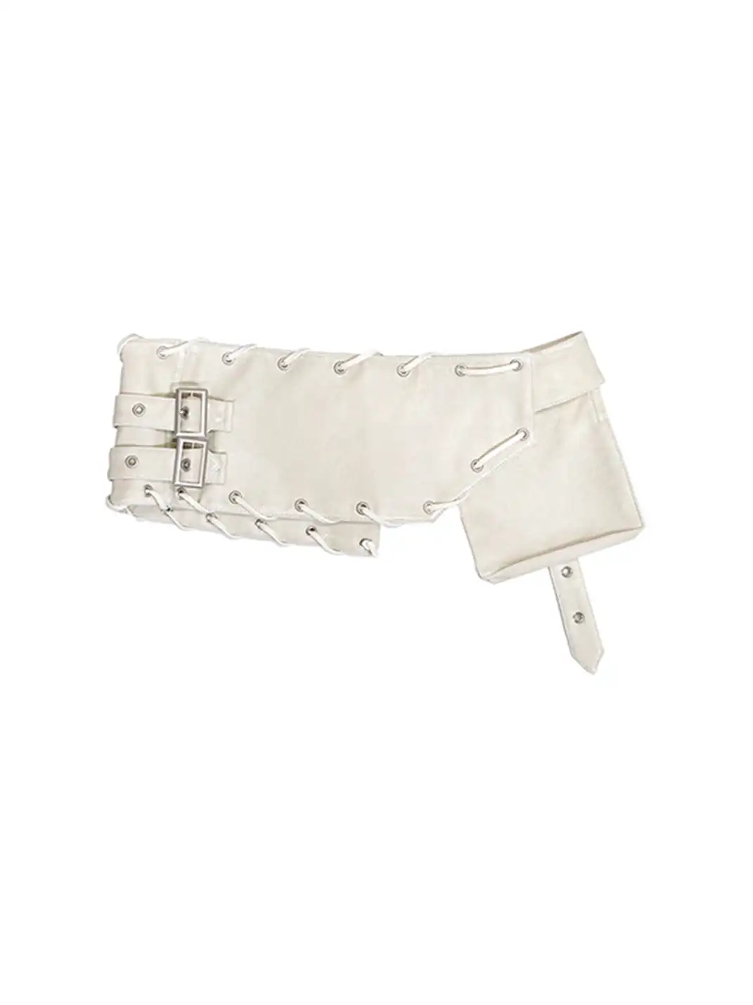 CestNous|Women's Vintage Carved Buckle Waist Belt-White