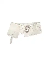 CestNous|Women's Vintage Carved Buckle Waist Belt-White