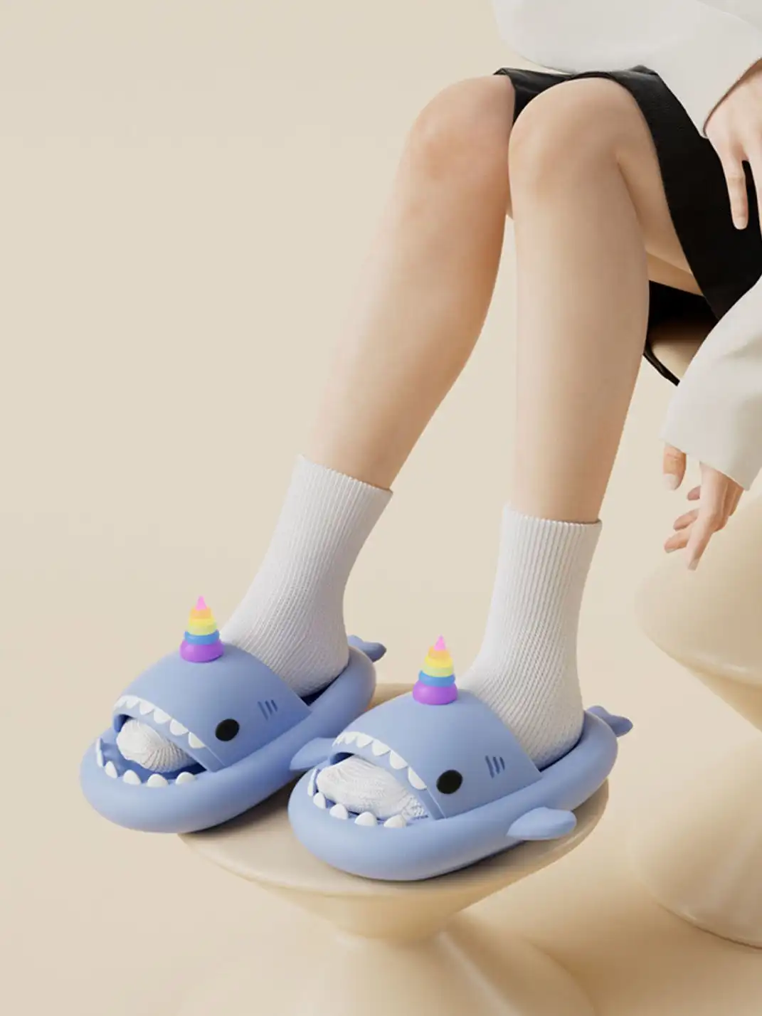 Chedoir | Glow-in-Dark Shark Unicorn Slide Slippers