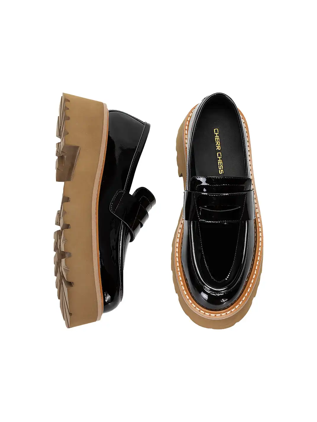 CHERR CHESS | Platform Leather Loafers for Women