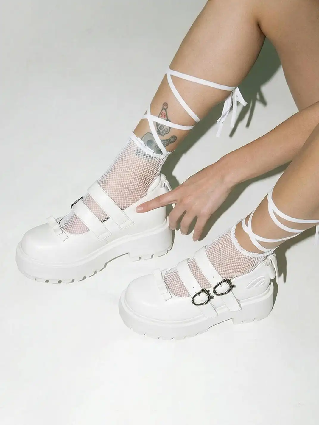 FYSPR丨Platform Mary Jane Shoes with Bow-White
