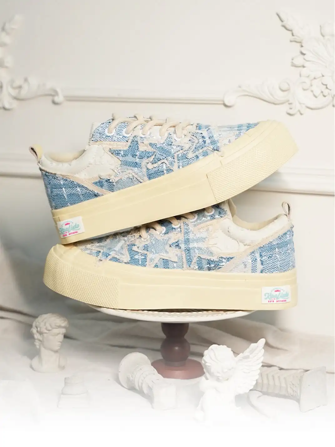 KAALIXTO | Star Pattern Low Top Canvas Sneakers-Blue