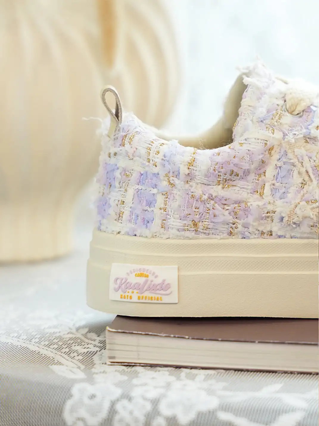 KAALIXTO | Star Pattern Low Top Canvas Sneakers-Purple