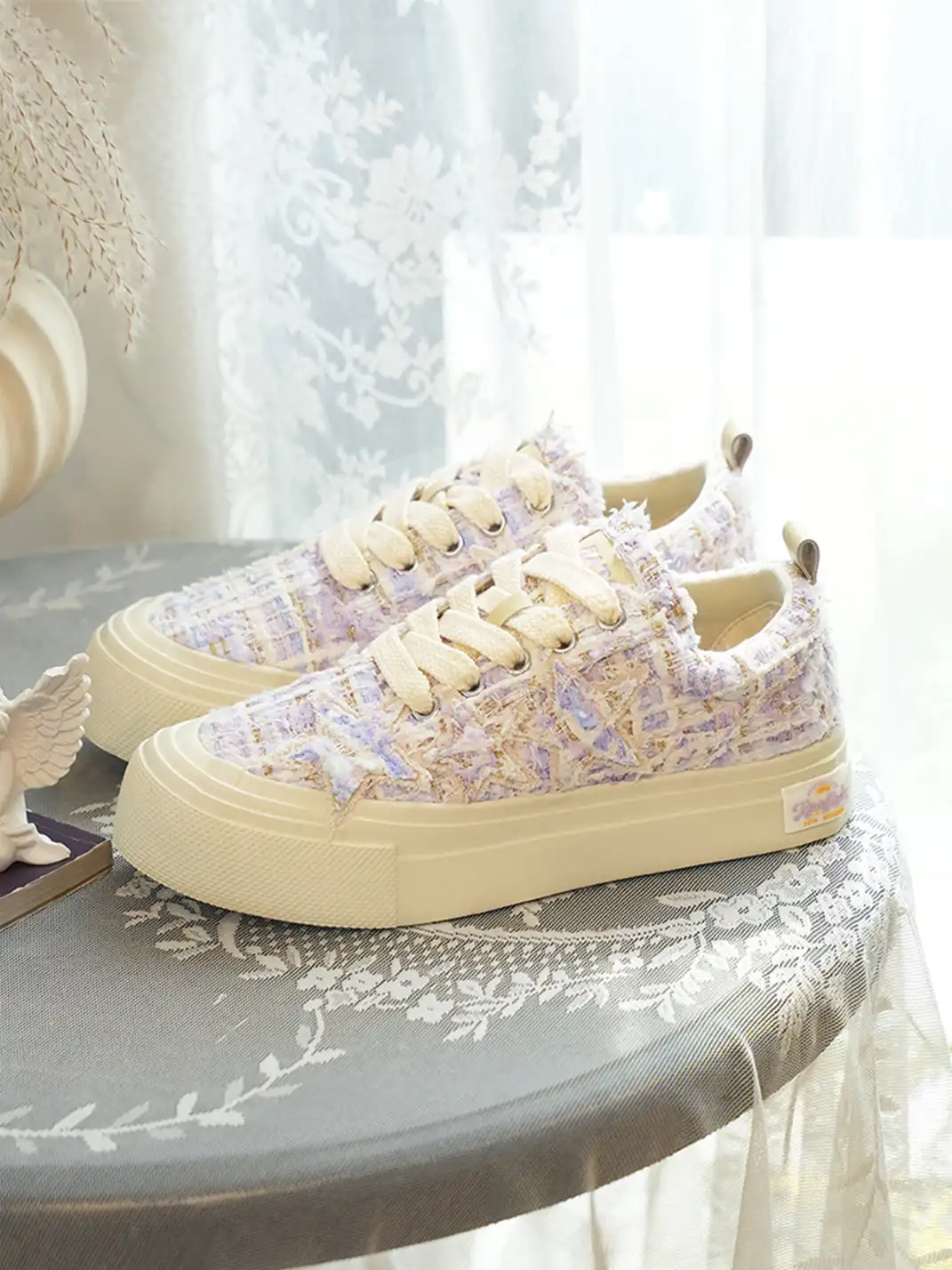 KAALIXTO | Star Pattern Low Top Canvas Sneakers-Purple