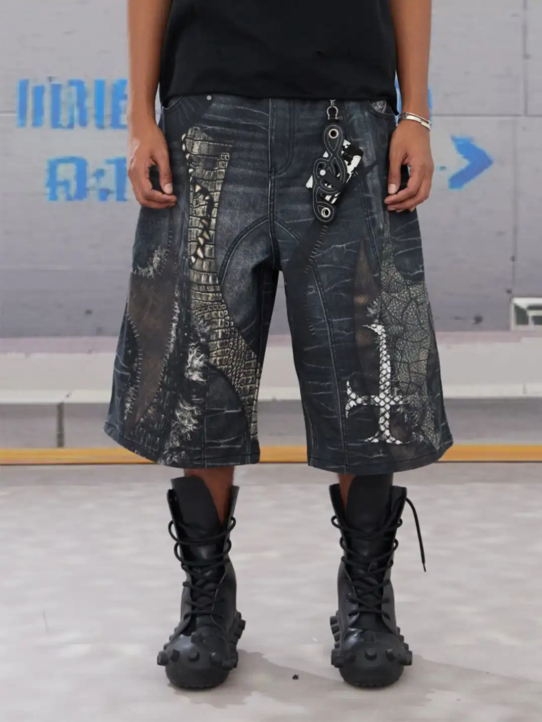 DND4DES | Cross Patch Printed Denim Shorts