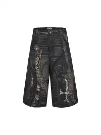 DND4DES | Cross Patch Printed Denim Shorts
