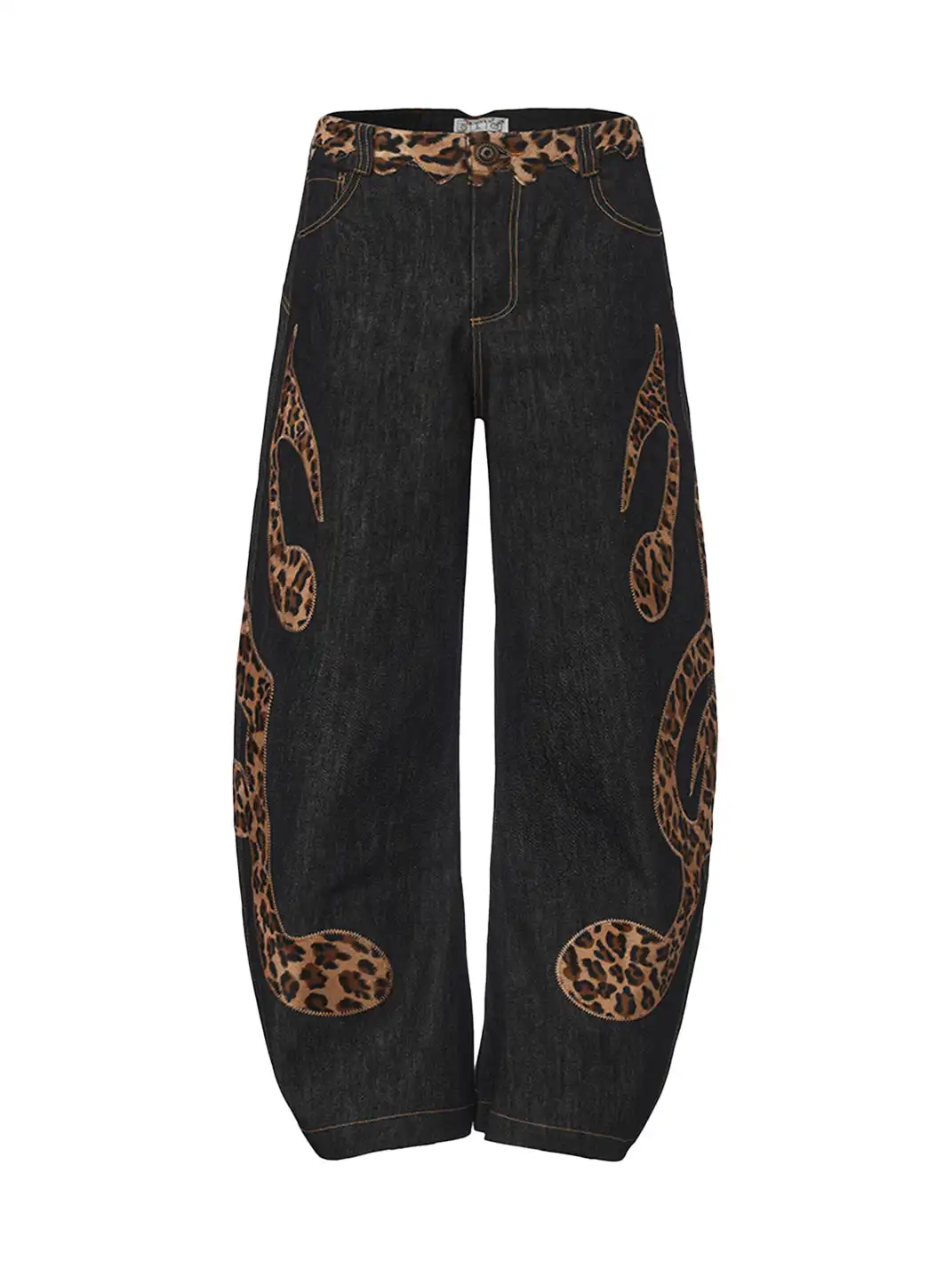DND4DES | Leopard Note Embroidery Baggy Jeans