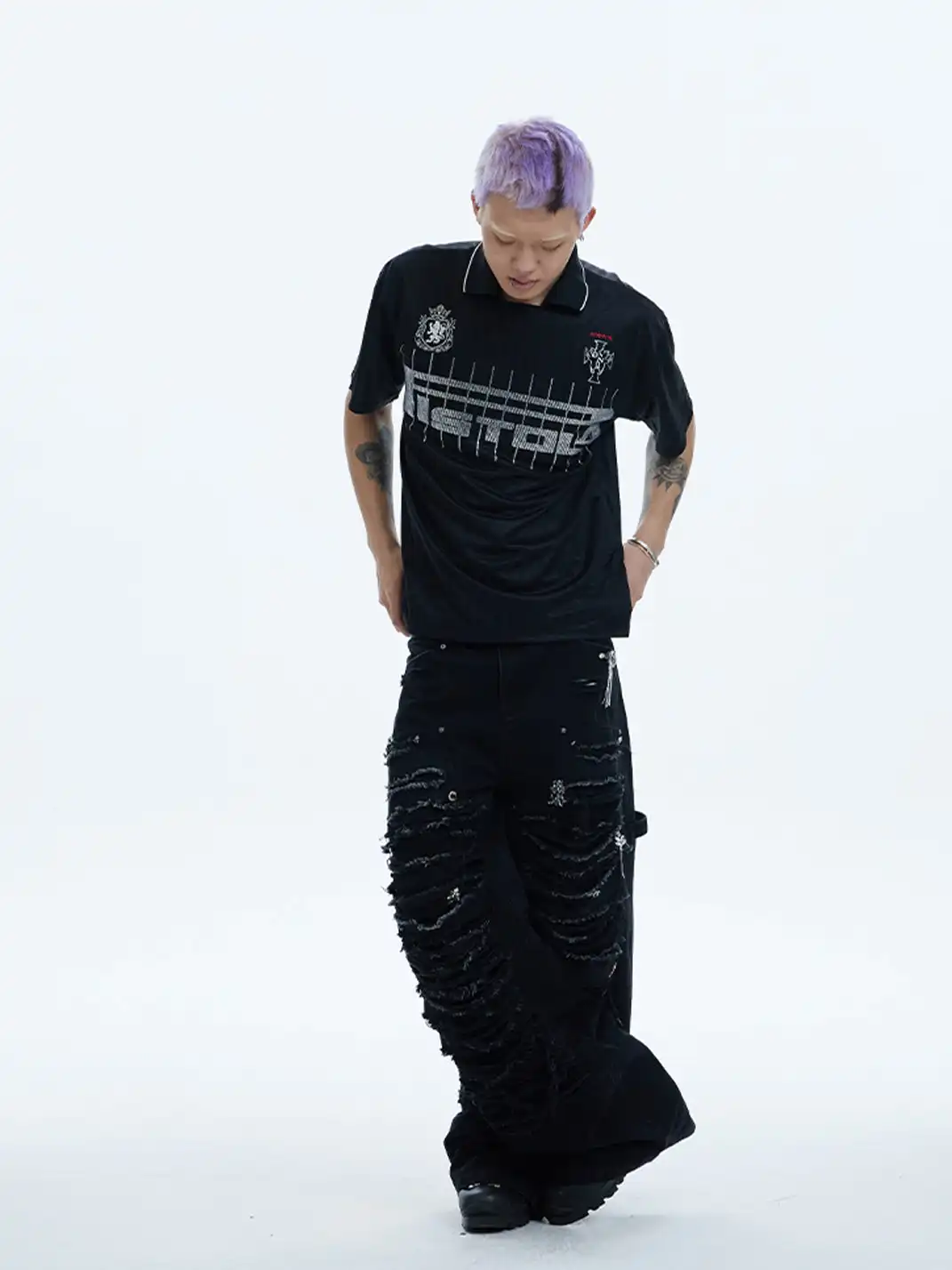 DND4DES | Distressed Patchwork Gem Baggy Jeans
