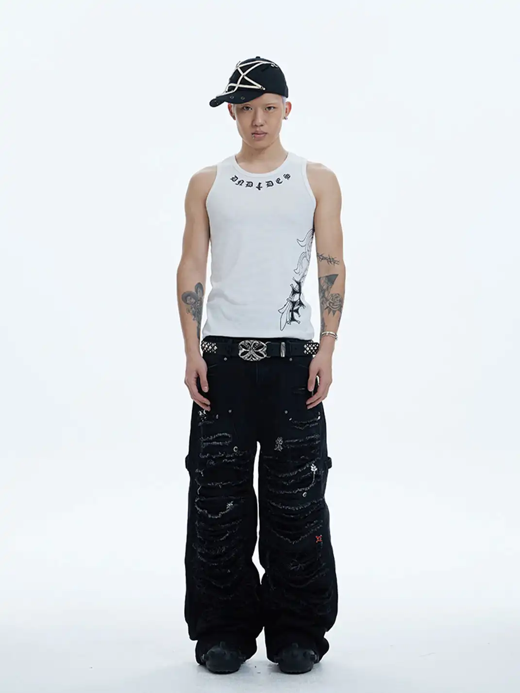 DND4DES | Distressed Patchwork Gem Baggy Jeans