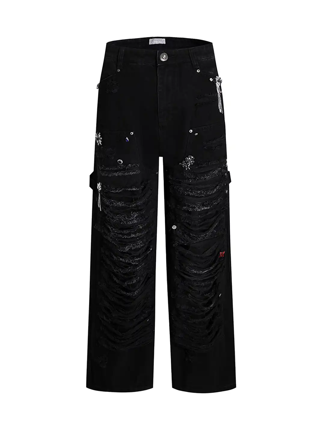 DND4DES | Distressed Patchwork Gem Baggy Jeans