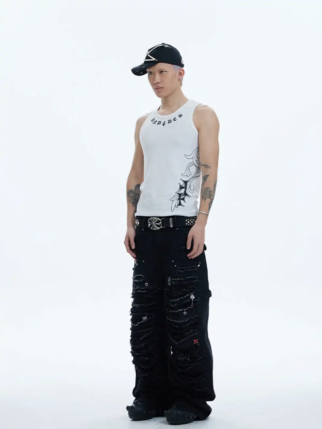DND4DES | Distressed Patchwork Gem Baggy Jeans