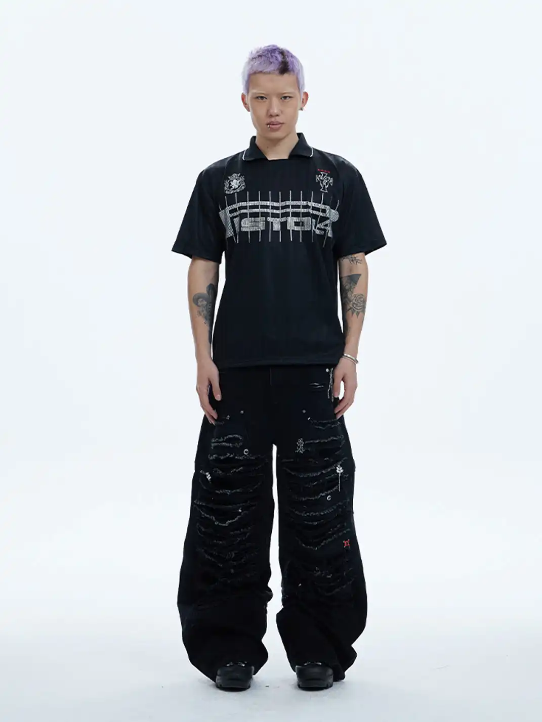DND4DES | Distressed Patchwork Gem Baggy Jeans