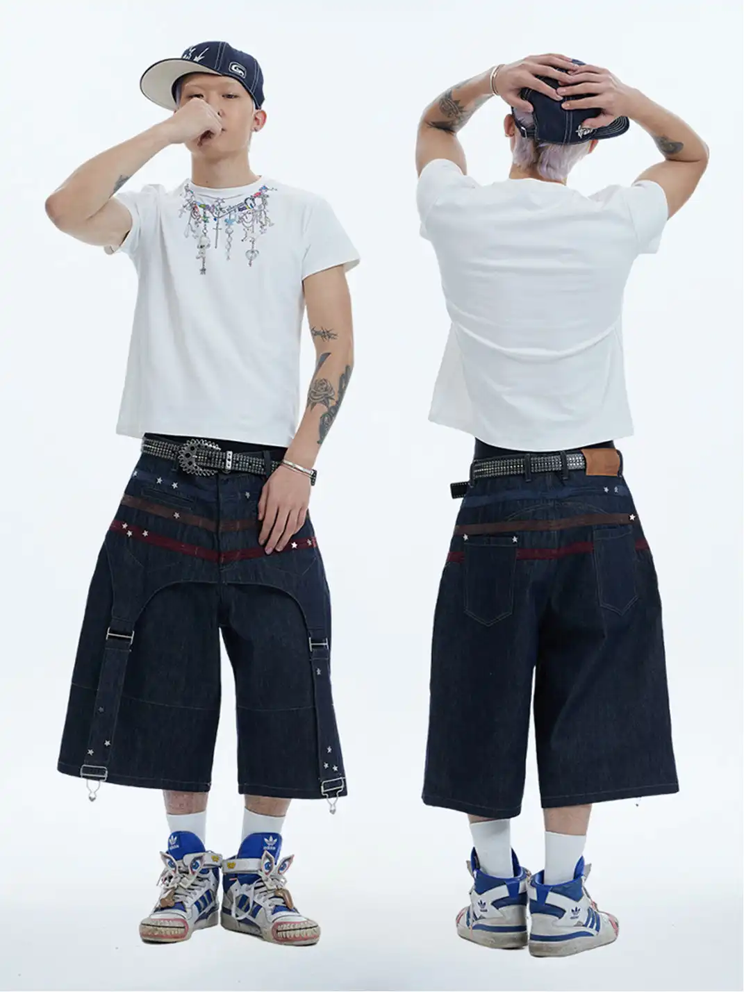 DND4DES | Star Rivet Suede Denim Shorts