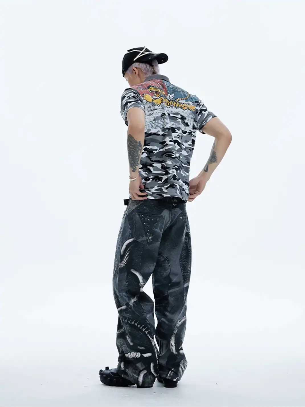 DND4DES | Venom Pipe Graphic Waxed Jeans