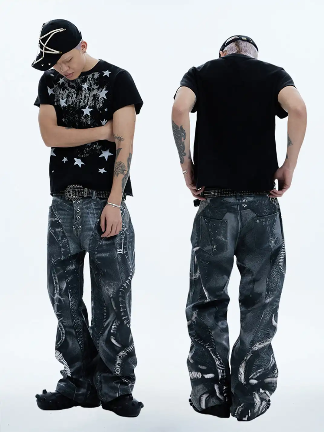 DND4DES | Venom Pipe Graphic Waxed Jeans