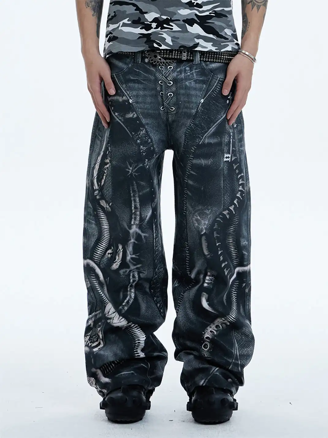 DND4DES | Venom Pipe Graphic Waxed Jeans