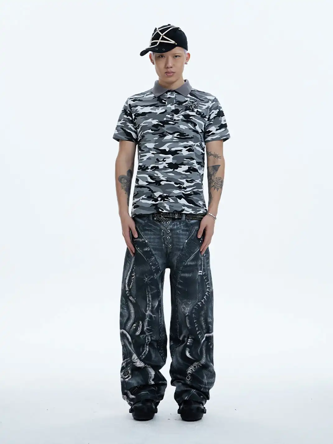 DND4DES | Venom Pipe Graphic Waxed Jeans