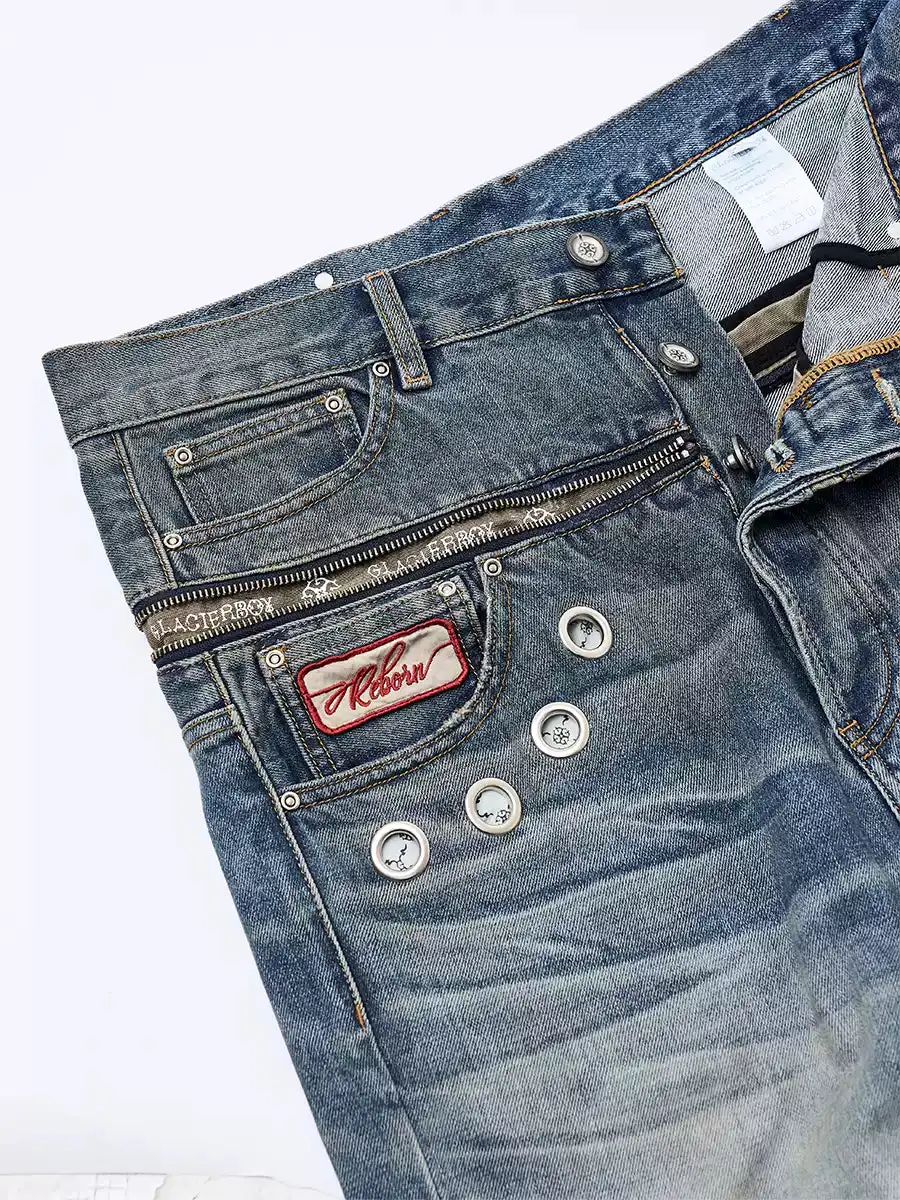 GLACIERBOY丨Washed Zippered Denim Jeans