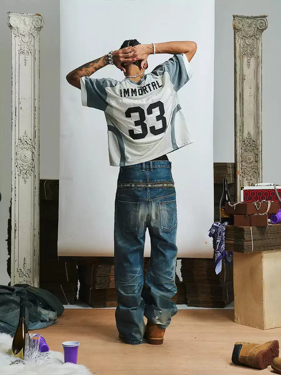 GLACIERBOY丨Washed Zippered Denim Jeans