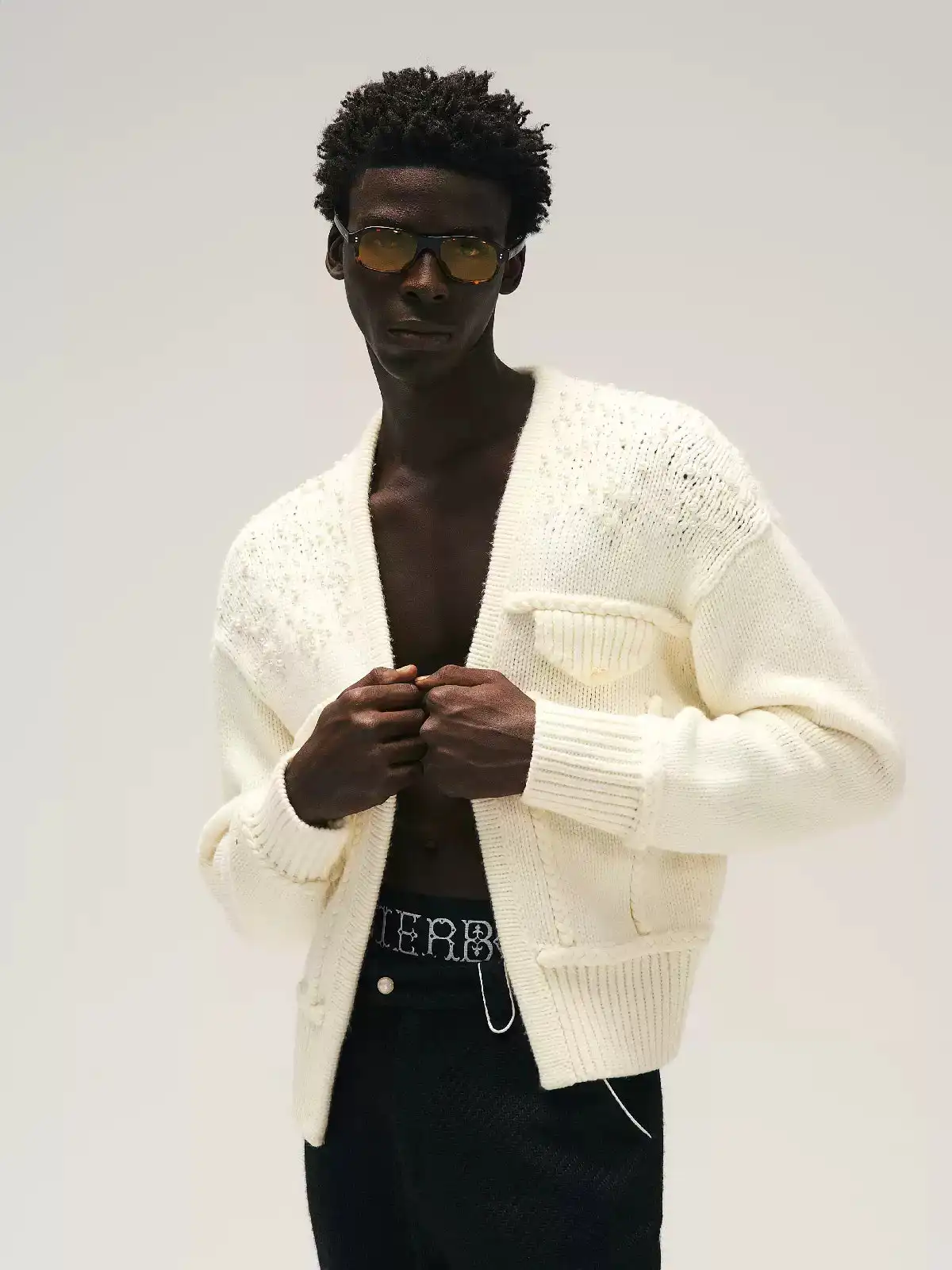 GLACIERBOY丨Pearl-Embellished Knit Cardigan
