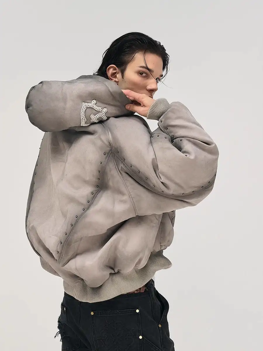 GLACIERBOY丨RAP STAR SERIES Studded Pearl Water-Washed Jacket