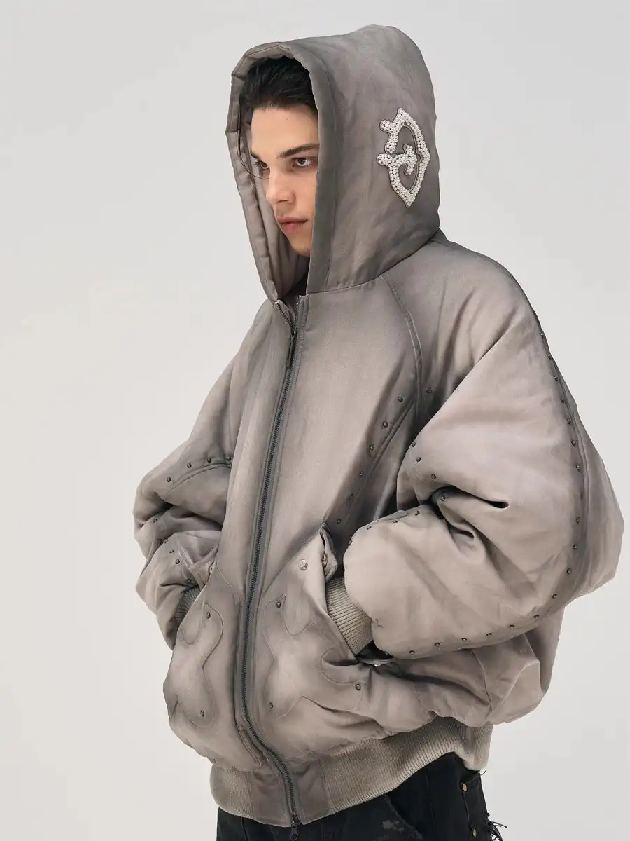 GLACIERBOY丨RAP STAR SERIES Studded Pearl Water-Washed Jacket